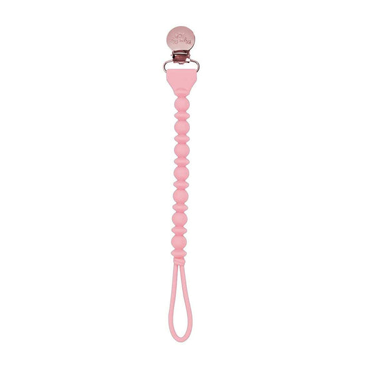 Itzy Ritzy Sweetie Strap Pacifier Clip - Pink Bead with Rose Gold Clip - BPS3003