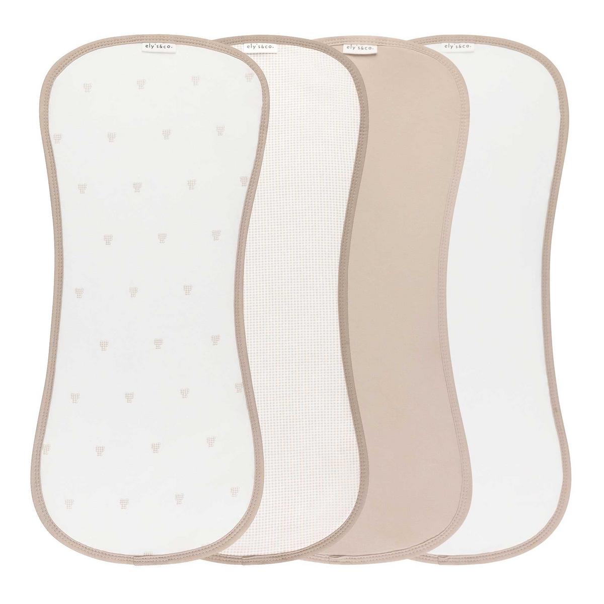 Ely's & Co. 4 Pack Absorbent Burp Cloths - Gingham Bear Collection - Tan