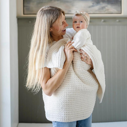 Saranoni Waffle Knit Receiving Blanket - Swan