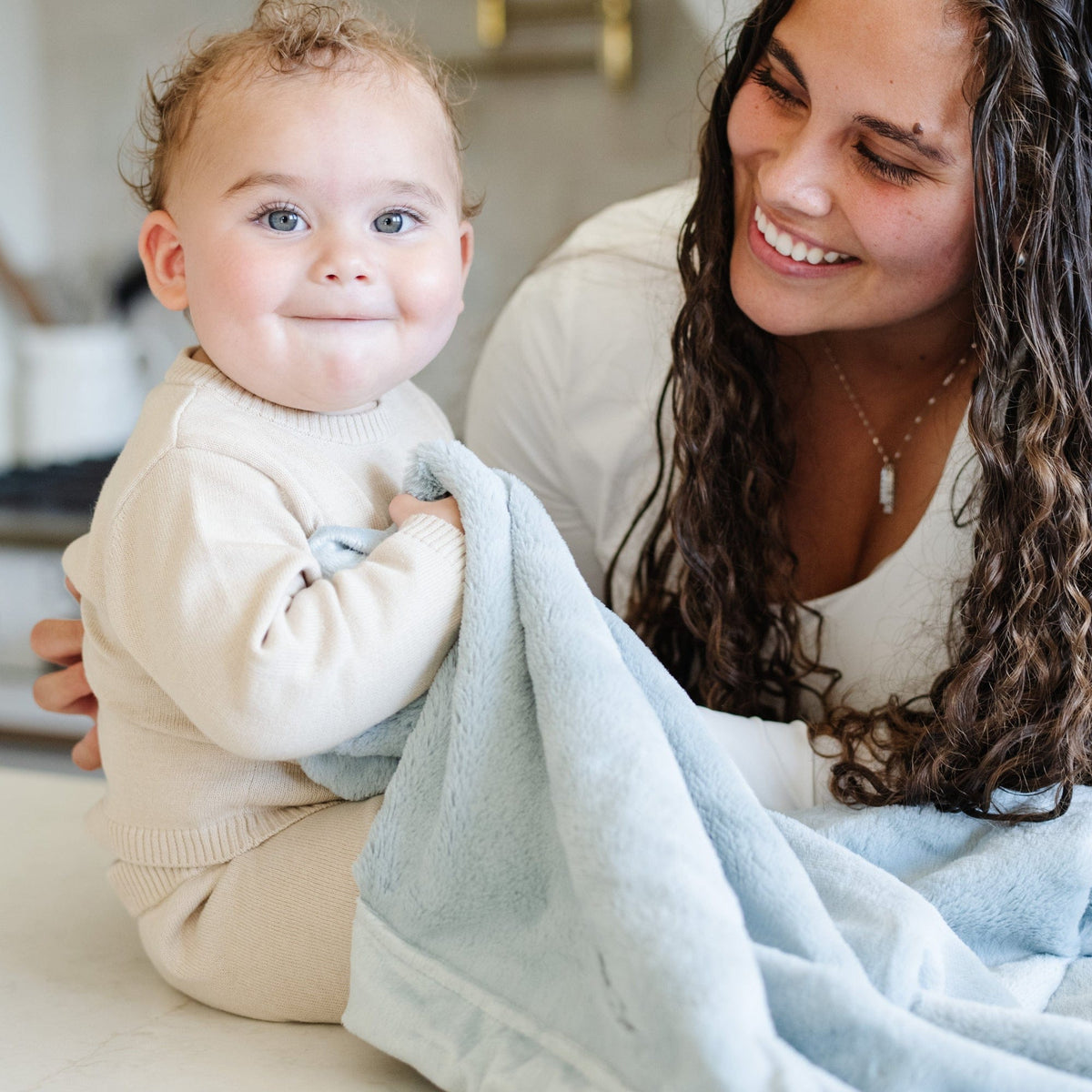 Saranoni Lush Receiving Blanket - Chambray - Image 2