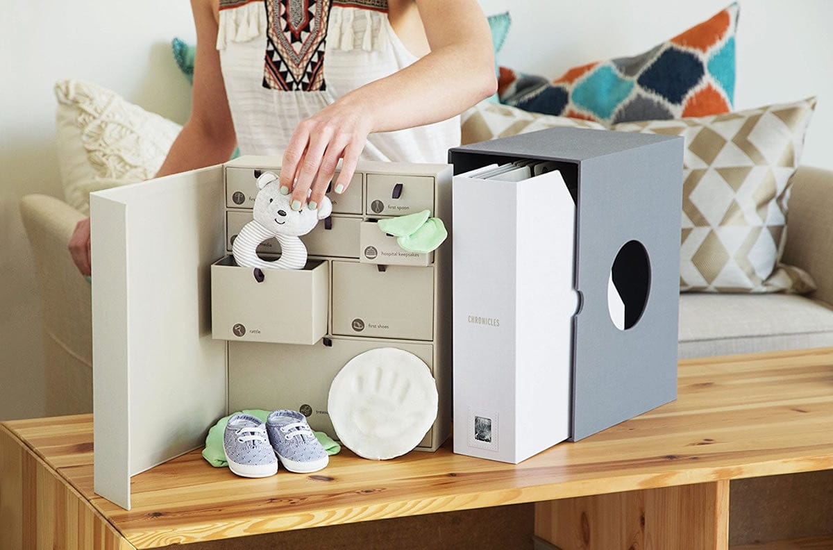 Savor "The Library" Baby Keepsake Box - Slate