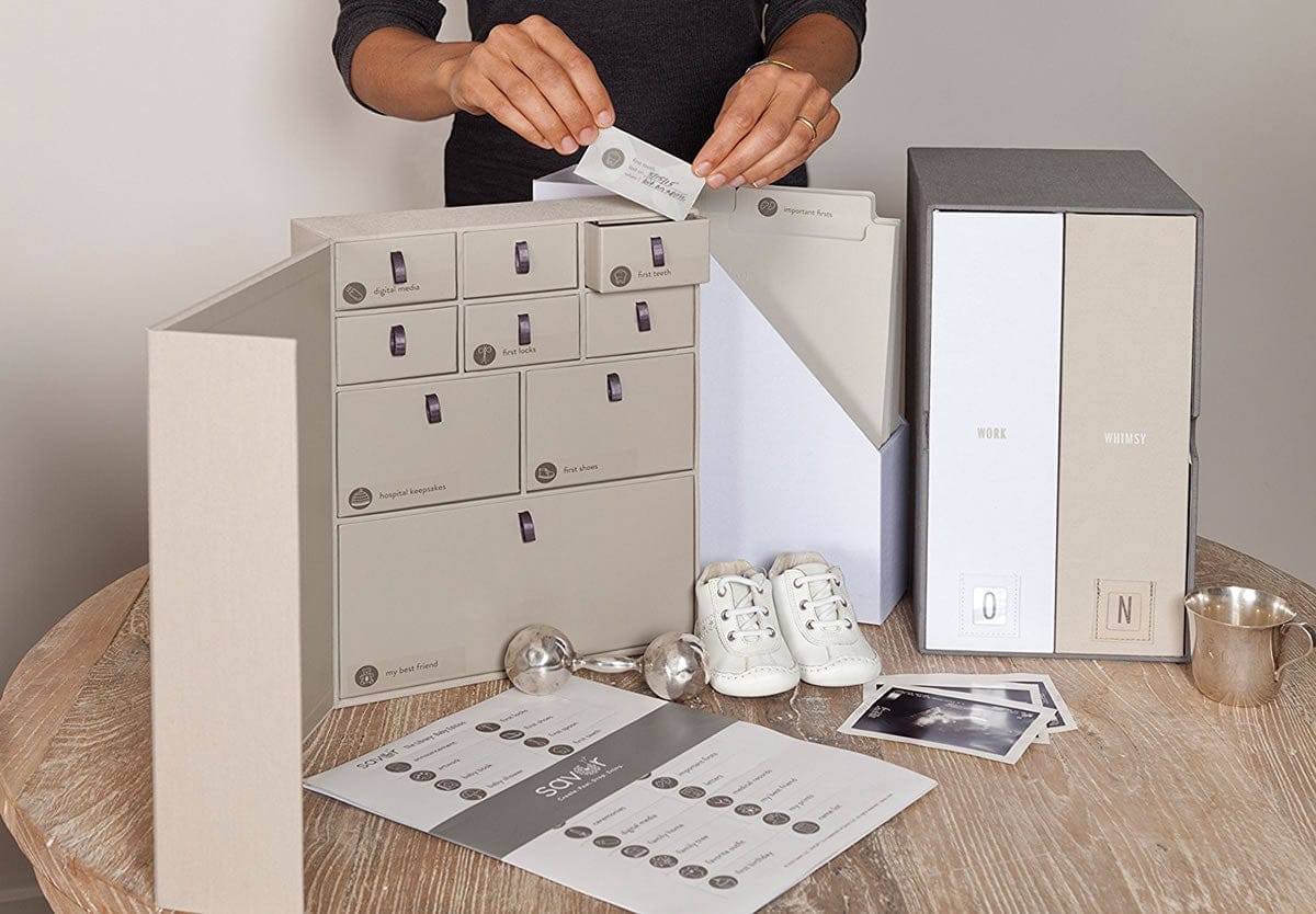 Savor "The Library" Baby Keepsake Box - Slate