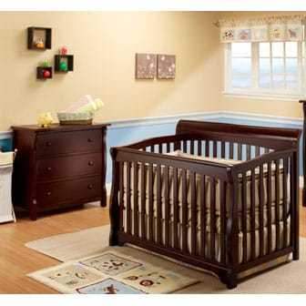 SB2 Florence 2 Piece Nursery Set in Espresso - Crib & Princeton 3 Drawer Dresser - 535-115-E