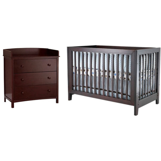 SB2 Jordan 2 Piece Nursery Set in Espresso - Crib & Simple 3 Drawer Dresser - 403-1015-E