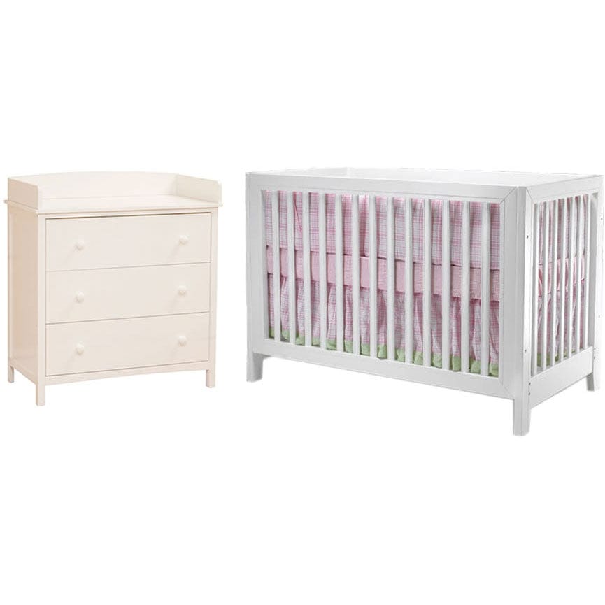 SB2 Jordan 2 Piece Nursery Set in White - Crib & Simple 3 Drawer Dresser - 403-1015-WH