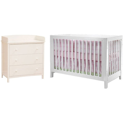SB2 Jordan 2 Piece Nursery Set in White - Crib & Simple 3 Drawer Dresser - 403-1015-WH
