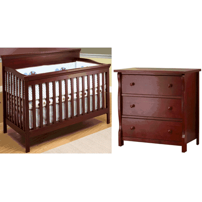 SB2 Katherine 2 Piece Nursery Set in Merlot - Crib & Princeton 3 Drawer Dresser - 325-1115-M