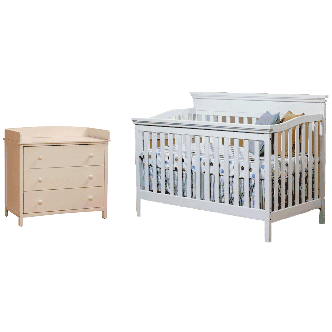 SB2 Katherine 2 Piece Nursery Set in White - Crib & Simple 3 Drawer Dresser - 325-1015-WH