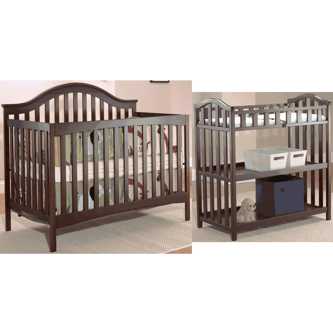 SB2 Lynn 2 Piece Nursery Set in Merlot - Crib & Dressing Table - 425-25-M