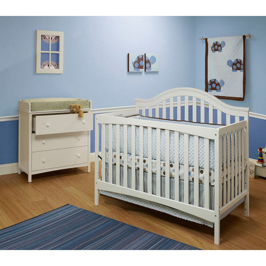 SB2 Lynn 2 Piece Nursery Set in White - Crib & Simple 3 Drawer Dresser - 425-1015-WH