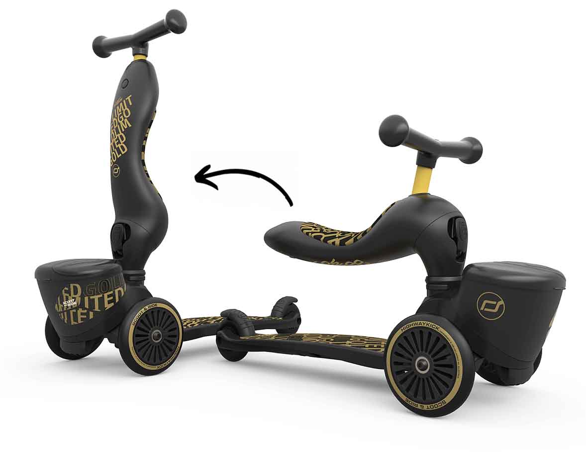 Scoot & Ride Highwaykick 1 Convertible Scooter - Black / Gold Limited Edition - SRUS-HWK1-BG