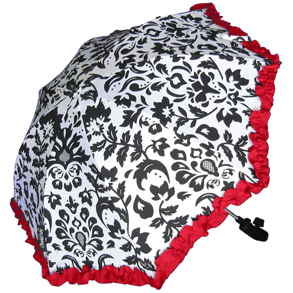 Shady Baby Stroller Parasol Red Ruffle Damask - SB005