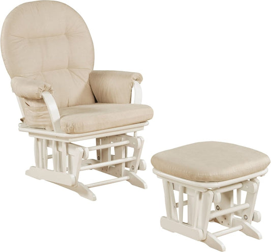 Shermag Glider and Ottoman in White - 37GR103-G2-0175 - 37GR103-G2-0175
