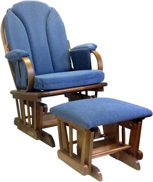 Shermag Glider Rocker and Ottoman - Corduroy Blue - 07023CC-86-369