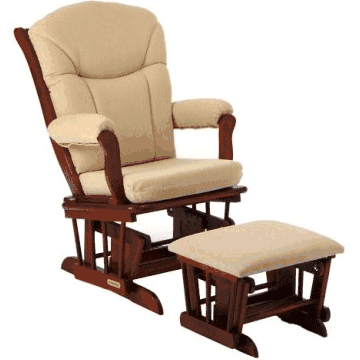 Shermag Sleigh Glider and Ottoman in Cherry/ Beige - 37794CB-K9-0357