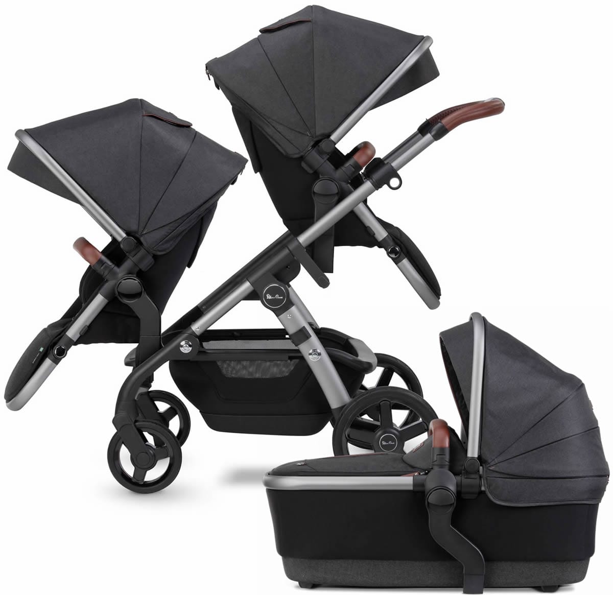 Silver Cross 2021 Wave Double Stroller - Charcoal - SX2233-CAUS-DBL