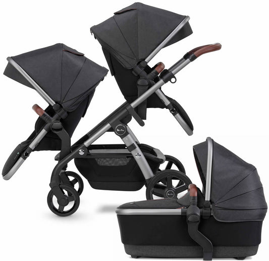 Silver Cross 2021 Wave Double Stroller - Charcoal - SX2233-CAUS-DBL