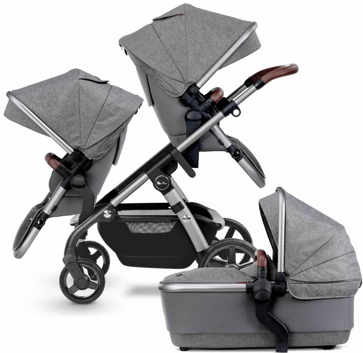 Silver Cross 2021 Wave Double Stroller - Zinc - SX2233-ZCUS-DBL