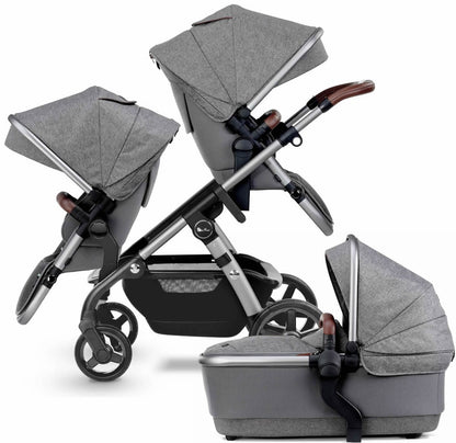 Silver Cross 2021 Wave Double Stroller - Zinc - SX2233-ZCUS-DBL