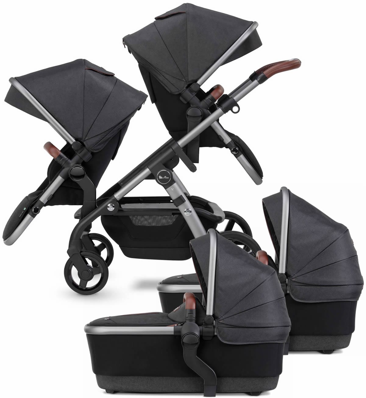 Silver Cross 2021 Wave Twin Stroller - Charcoal - SX2233-CAUS-TWIN