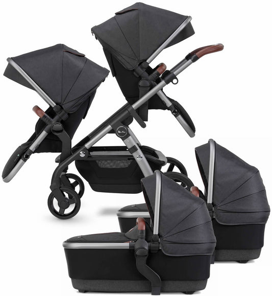 Silver Cross 2021 Wave Twin Stroller - Charcoal - SX2233-CAUS-TWIN
