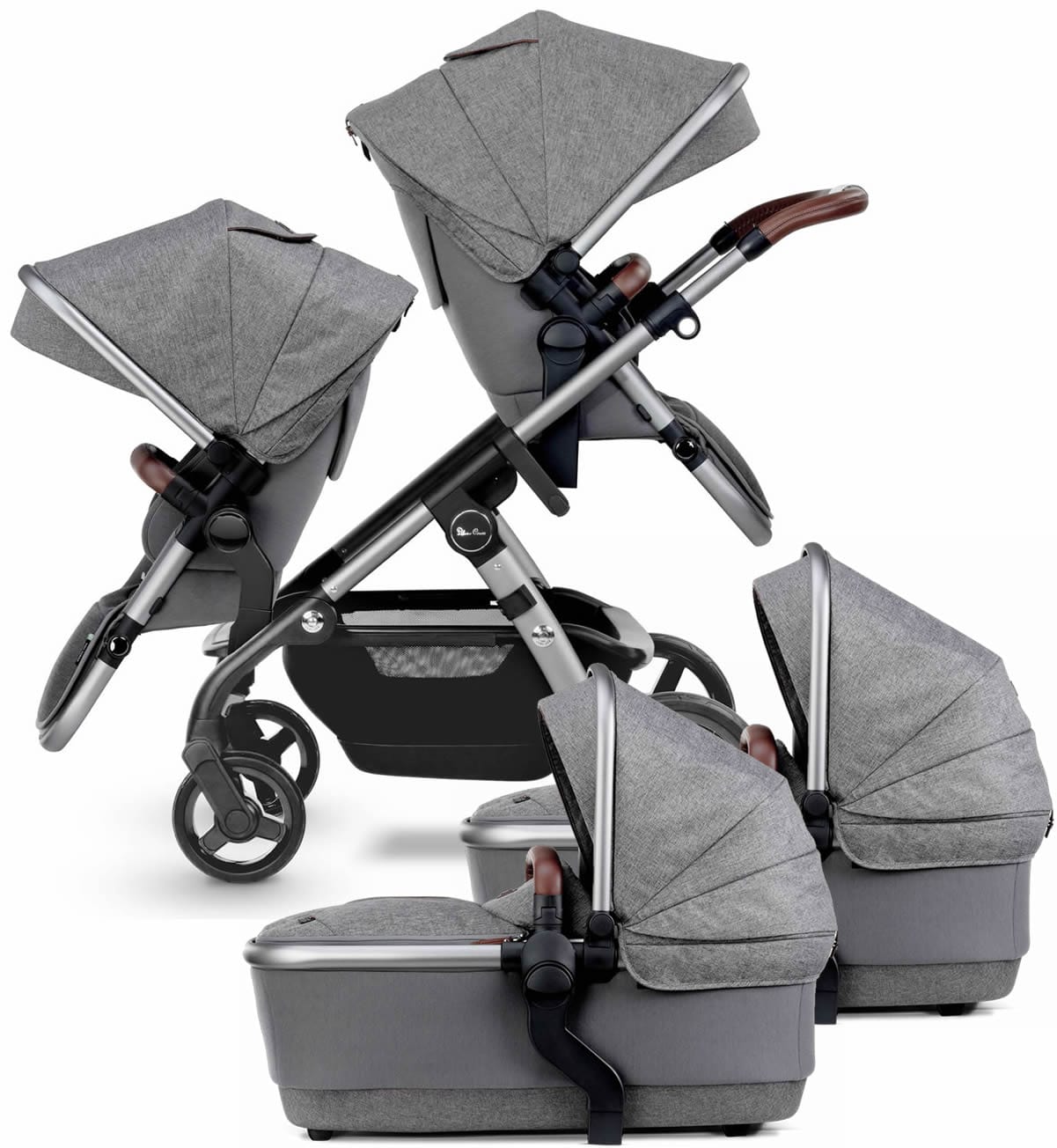 Silver Cross 2021 Wave Twin Stroller - Zinc - SX2233-ZCUS-TWIN