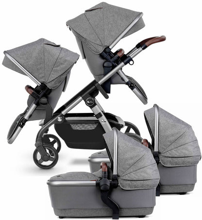 Silver Cross 2021 Wave Twin Stroller - Zinc - SX2233-ZCUS-TWIN