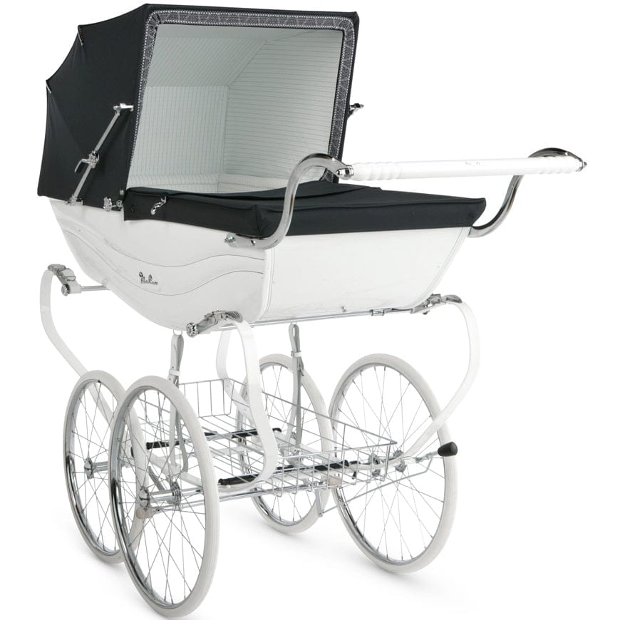 Silver Cross Balmoral Classic Pram - White & Navy - SX639-US