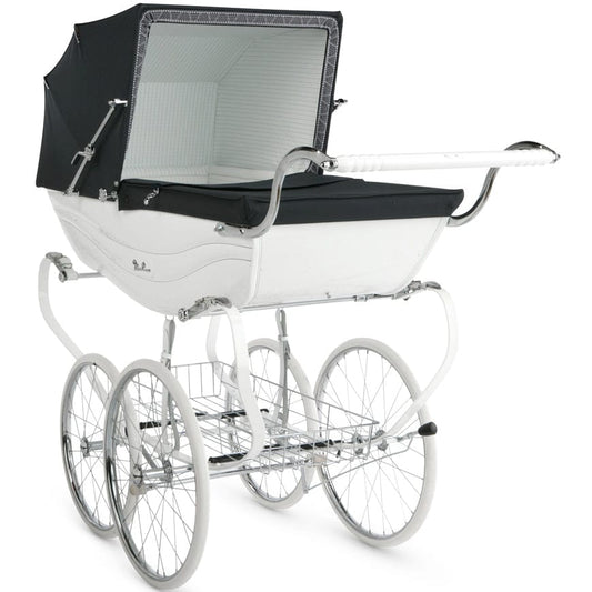 Silver Cross Balmoral Classic Pram - White & Navy - SX639-US