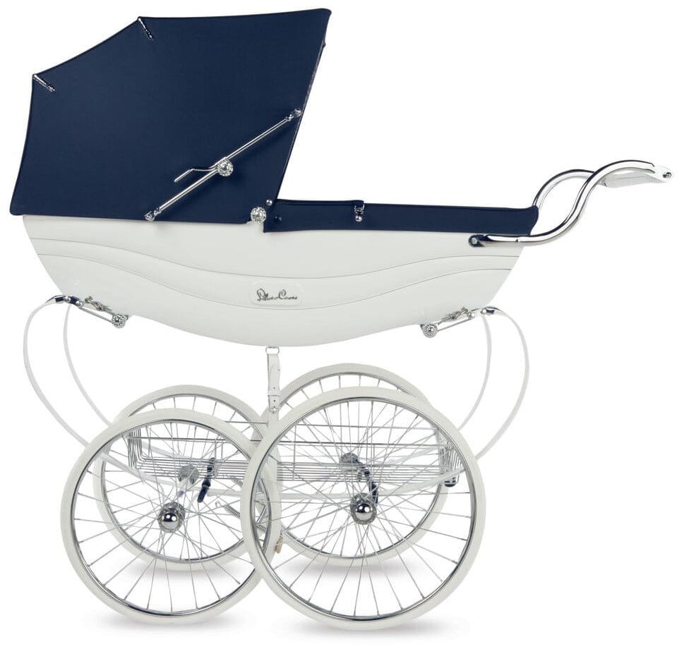 Silver Cross Balmoral Pram - White / Navy - SX6055-US
