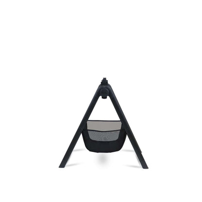 Silver Cross baby swing frame with black mesh storage basket