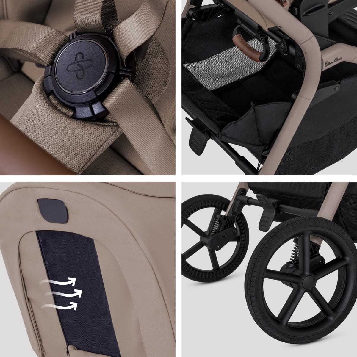 Silver Cross Breez Modular Stroller + Bassinet Bundle - Champagne - SX2349-CPUC-SX2350-CPUC