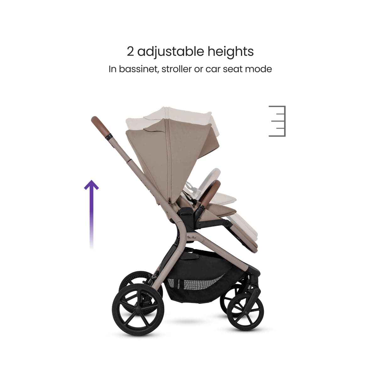 Silver Cross Breez Modular Stroller + Bassinet Bundle - Champagne - SX2349-CPUC-SX2350-CPUC