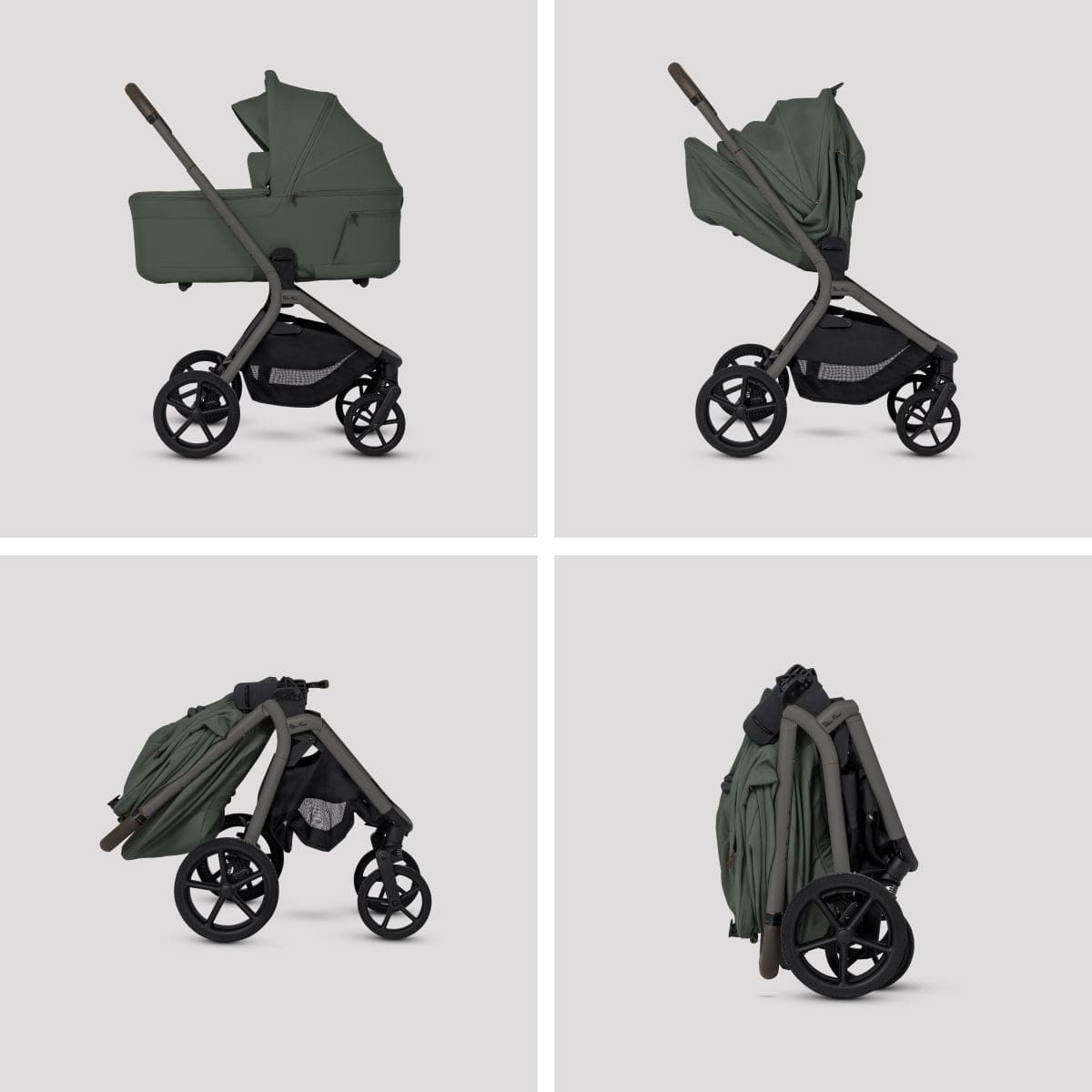 Silver Cross Breez Modular Stroller + Bassinet Bundle - Pewter - SX2349-PWUC-SX2350-PWUC