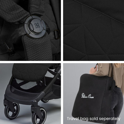 Silver Cross Clic Compact Stroller + Nuna PIPA RX Travel System Bundle - Black / Caviar - SX2334-BKUC-CF12508609CVR