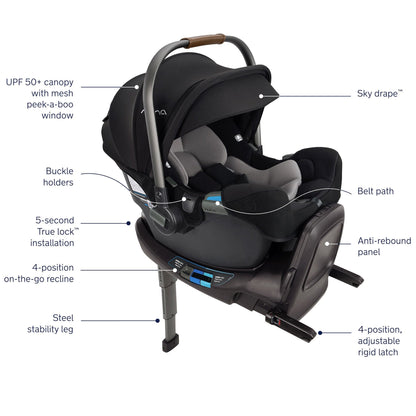 Silver Cross Clic Compact Stroller + Nuna PIPA RX Travel System Bundle - Black / Caviar - SX2334-BKUC-CF12508609CVR