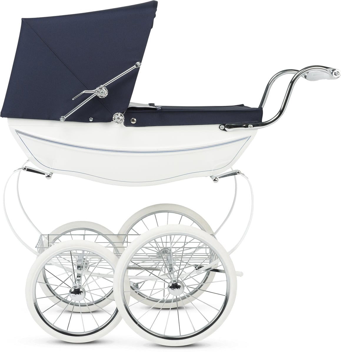 Silver Cross Doll Stroller - White/Navy - SX604-US
