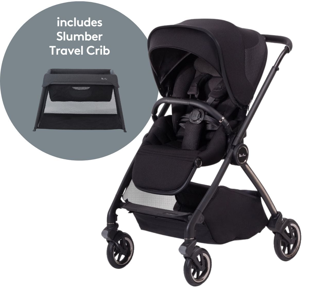 Silver Cross Dune Stroller + Slumber Travel Crib Bundle - Space / Carbon - SX2268-SPUS-SX8138-00US