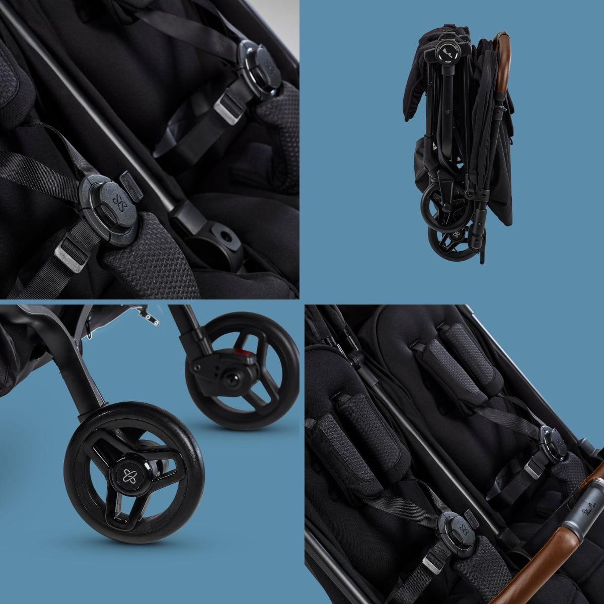 Silver Cross Jet Lightweight Double Stroller - Black - SX2342-BKUC