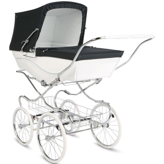 Silver Cross Kensington Classic Pram - White & Navy - SX649-US