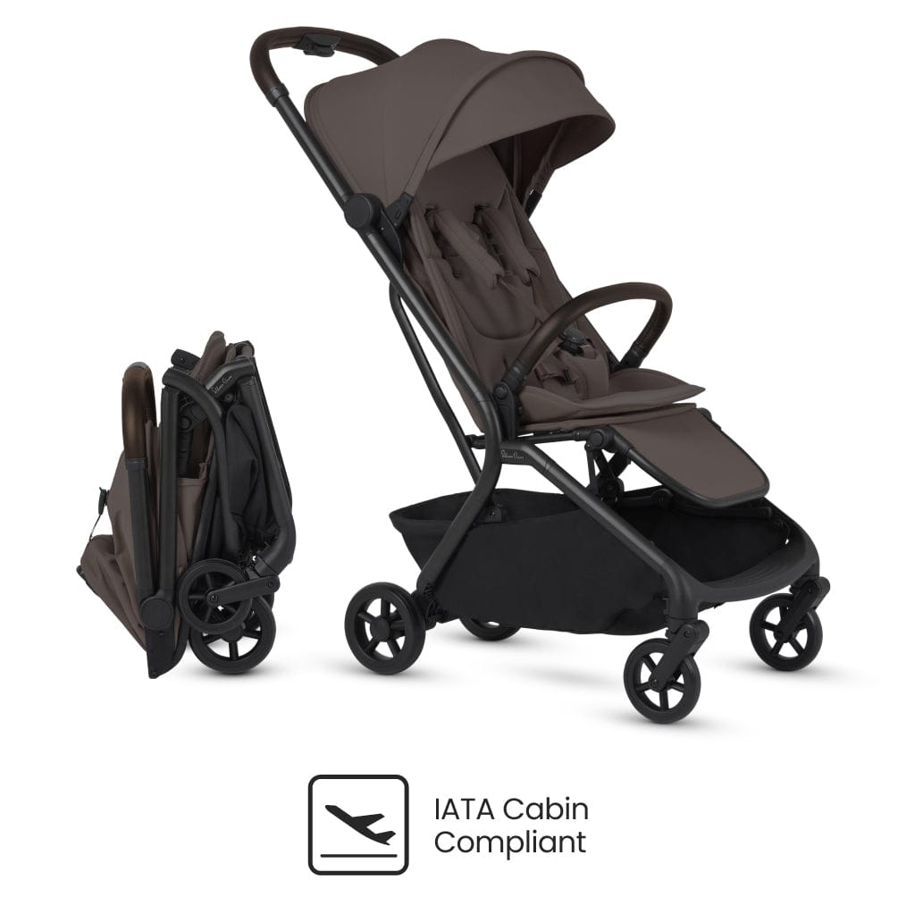 Silver Cross Nia Compact Travel Stroller + Bassinet Bundle - Chocolate - SX2347-CTUC-SX2348-CTUS