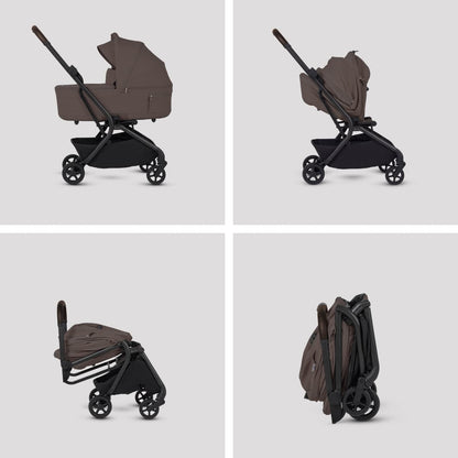 Silver Cross Nia Compact Travel Stroller + Bassinet Bundle - Chocolate - SX2347-CTUC-SX2348-CTUS