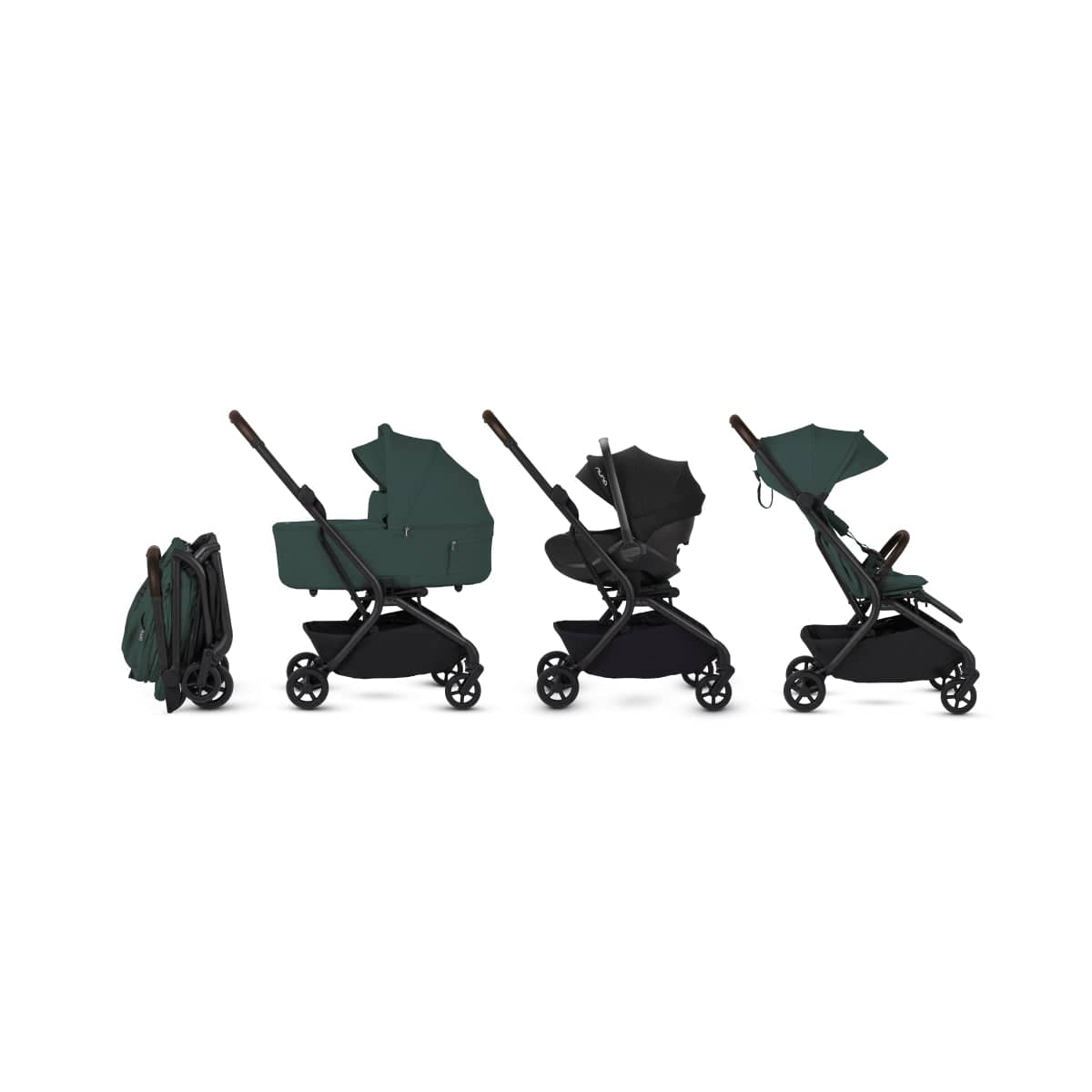 Silver Cross Nia Compact Travel Stroller + Bassinet Bundle - Conifer - SX2347-CFUC-SX2348-CFUS