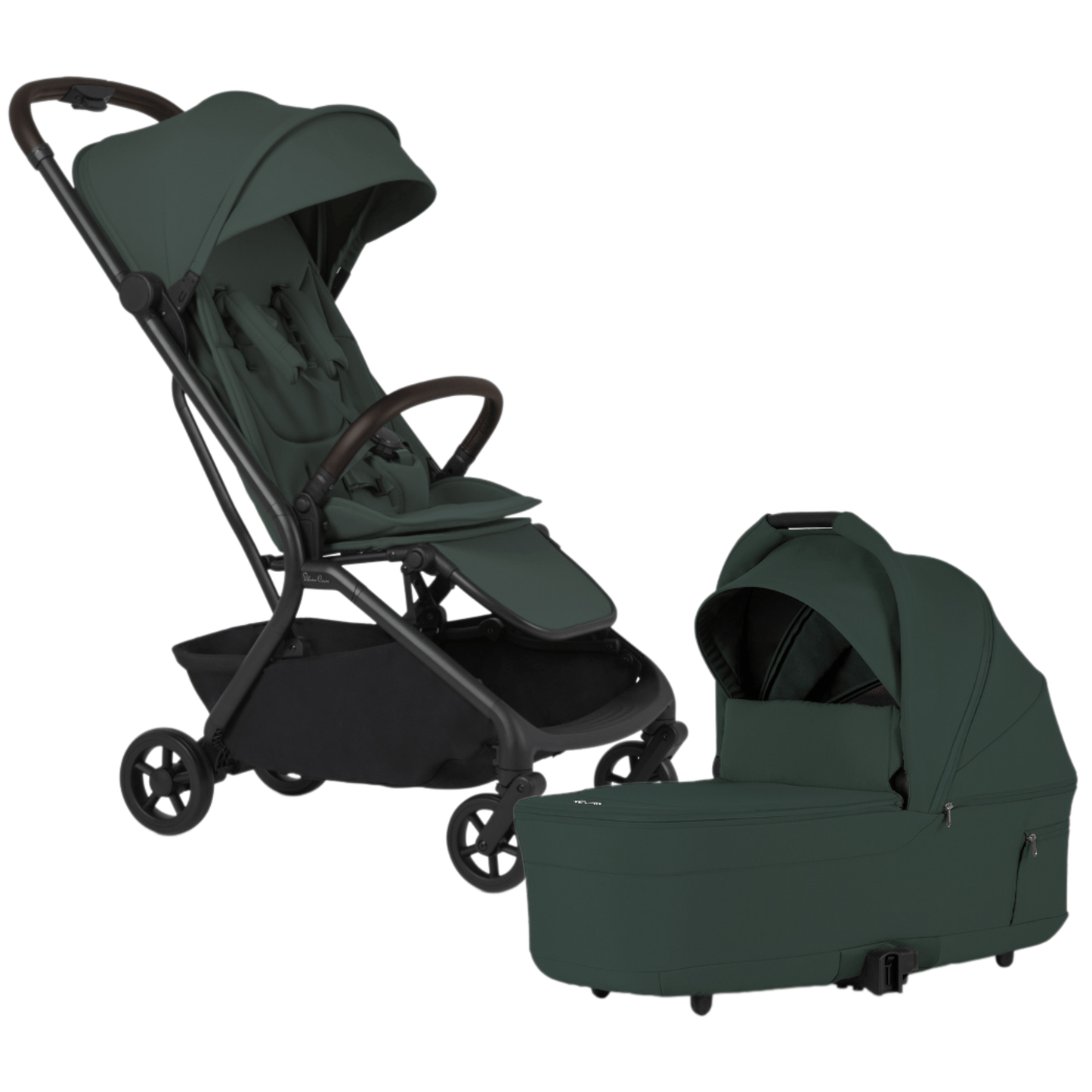 Silver Cross Nia Compact Travel Stroller + Bassinet Bundle - Conifer - SX2347-CFUC-SX2348-CFUS