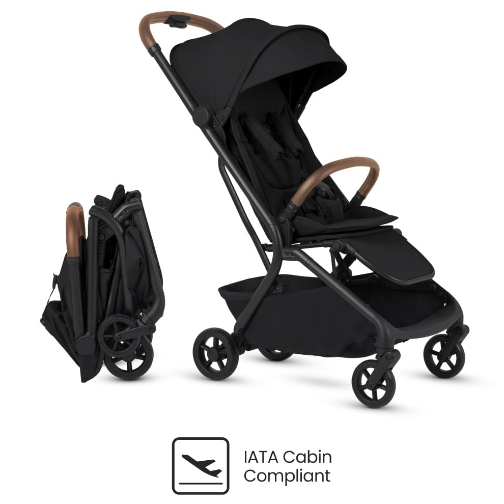 Silver Cross Nia Compact Travel Stroller + Bassinet Bundle - Onyx - SX2347-OXUC-SX2348-OXUS