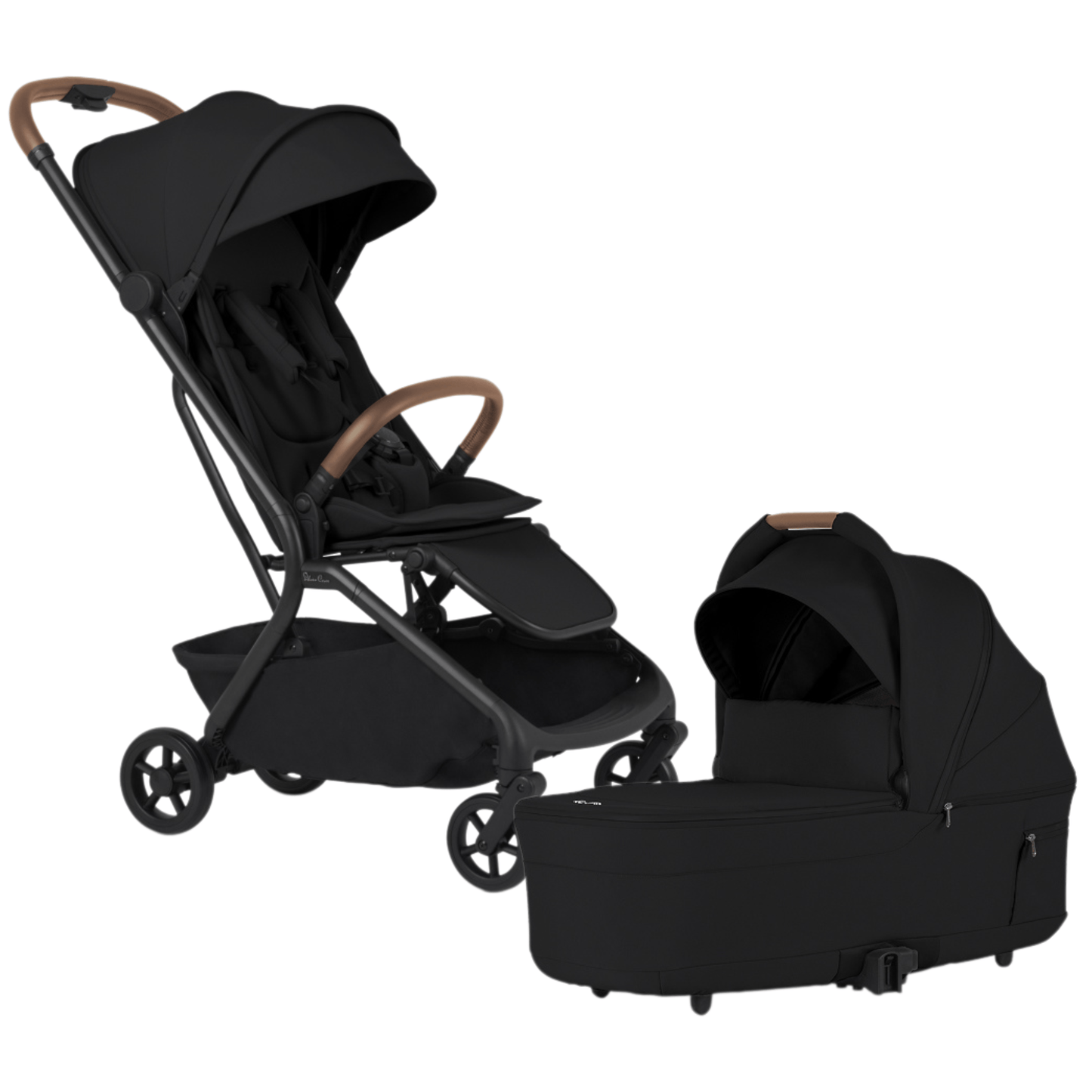 Silver Cross Nia Compact Travel Stroller + Bassinet Bundle - Onyx - SX2347-OXUC-SX2348-OXUS