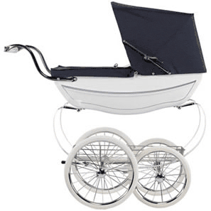 Silver Cross Oberon Doll Stroller in White/Navy - SX651-300