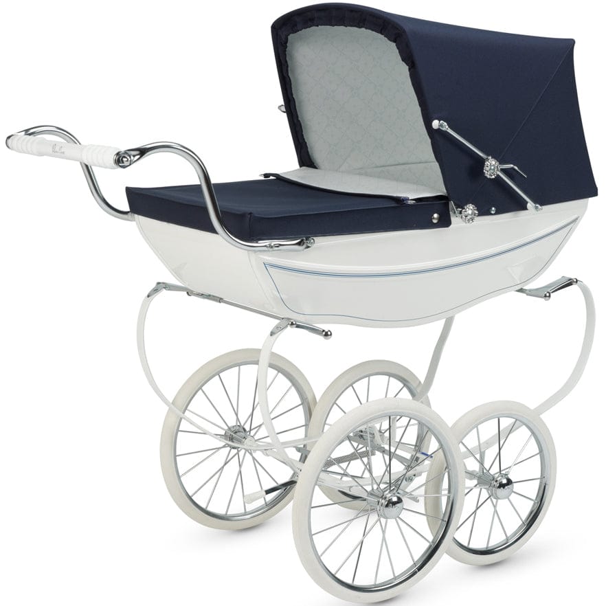Silver Cross Oberon Toy Doll Pram - White & Navy - SX605-US