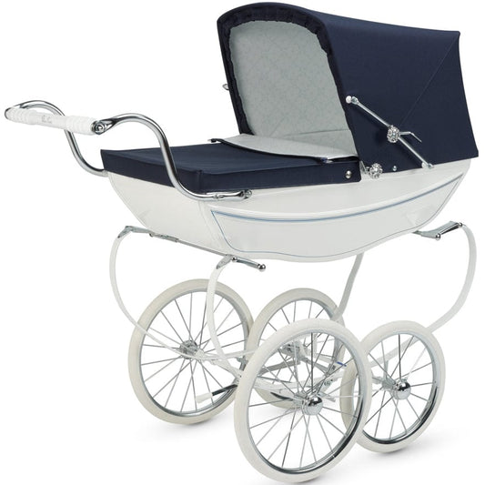 Silver Cross Oberon Toy Doll Pram - White & Navy - SX605-US