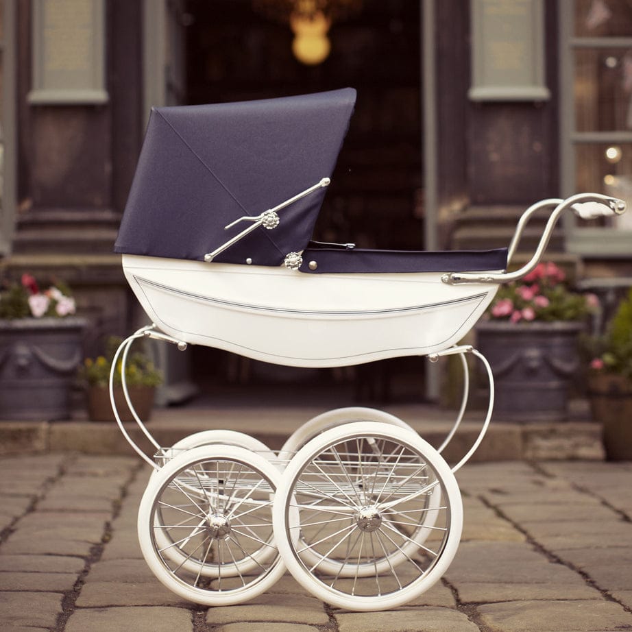Silver Cross Oberon Toy Doll Pram - White & Navy - SX605-US